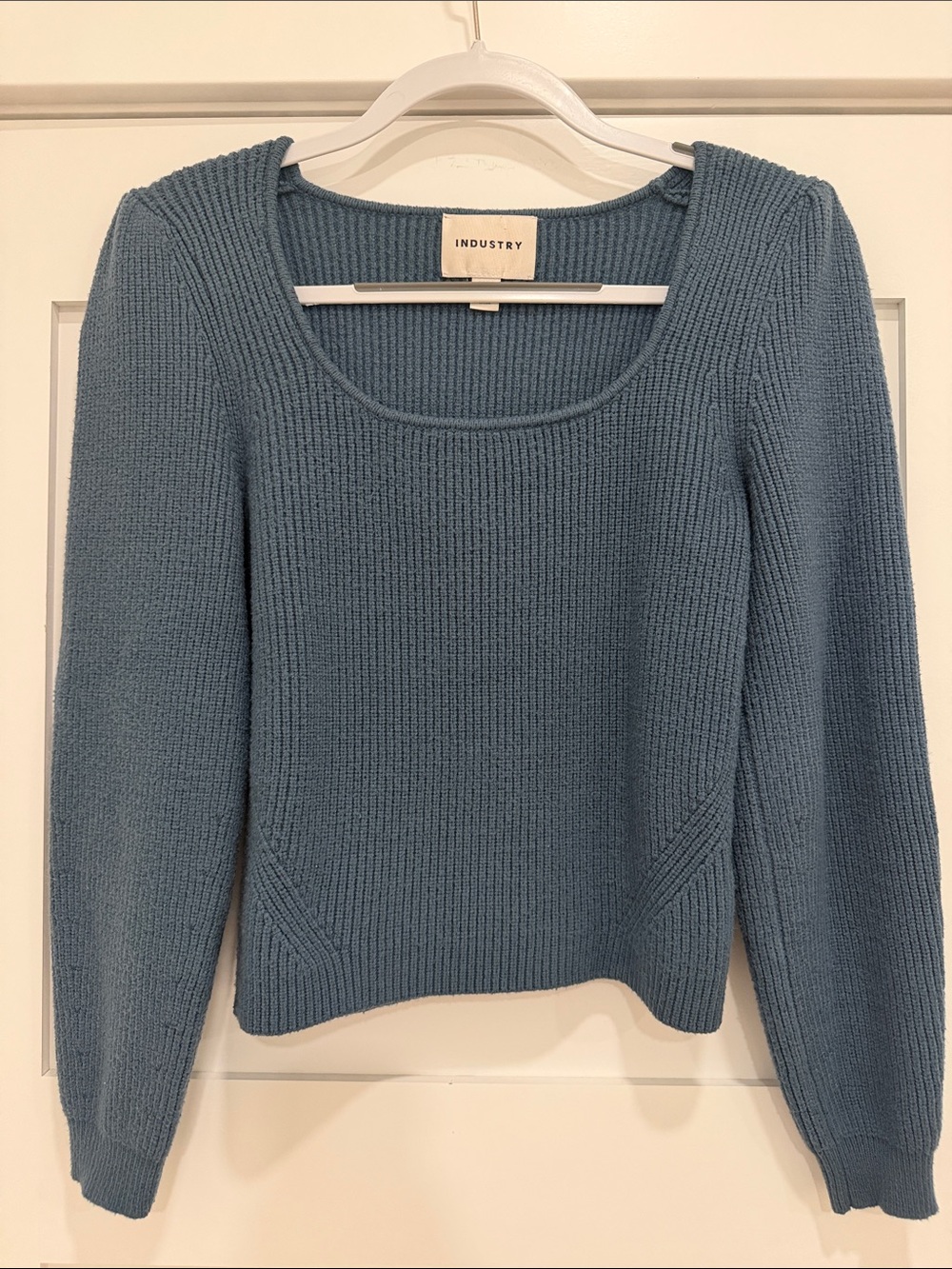 INDUSTRY Blue Ribbed Scoop Neck Sweater Size M
